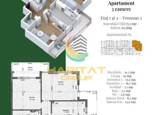 Pallady 3 camere decomandat spatios 98 mp bloc tip Boutique — miniatura 4