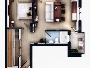 Apartament 2 camere, intermediar, balcon, CF, parcare, boxa, Zona Vivo — miniatura 5
