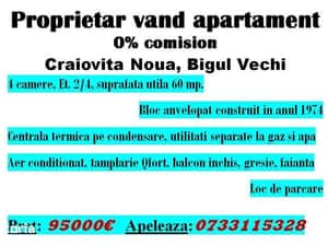 Ap. 4 camere, etaj 2, Craiovita Noua, direct de la proprietar — miniatura 5