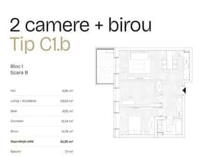 De Vanzare Apartament 2 camere + birou + terasa 21.8mp, Bdul Ghencea — miniatura 3