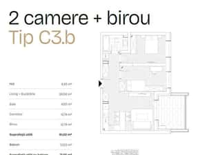 De Vanzare Apartament 2 camere + birou + terasa 21.8mp, Bdul Ghencea — miniatura 5