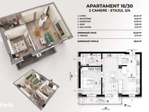 APARTAMENT cu 2 camere, 59 mp, ETAJ 2, Complex TUDOR VLAD RESIDENCE; — miniatura 4