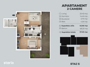Cartierul nou Metalurgiei - 2 camere finalizat terasa 22mp — miniatura 5