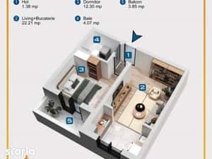 Garsoniere,Studio,ap 2 camere,direct dezvoltator,bloc nou,Ilie Petre,C — miniatura 4