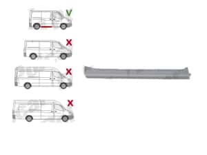 Prag Volkswagen Crafter, 12.2017; Mercedes Sprinter 2524, 07.2018, model: spatiu incarcare L=2600mm, ampatament 3250 mm, montare dreapta, galvanizat; — miniatura 2