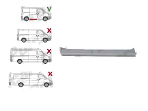 Prag Volkswagen Crafter, 12.2017; Mercedes Sprinter 2524, 07.2018, model: spatiu incarcare L=2600mm, ampatament 3250 mm, montare dreapta, galvanizat; — miniatura 3