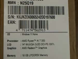 Acer aspire 14 AI 14” oled ryzen 7 350 16gb ddr5 1tb NOU — miniatura 4