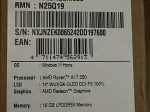 Acer aspire 14 AI 14” oled ryzen 7 350 16gb ddr5 1tb NOU — miniatura 7