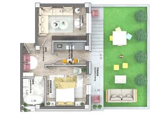 ASTORIA RESIDENCE C3 - 2 camere D 46 mp + curte 41 mp Lunca Cetatuii — miniatura 3
