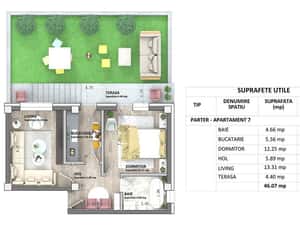 ASTORIA RESIDENCE C3 - 2 camere D 46 mp + curte 41 mp Lunca Cetatuii — miniatura 4