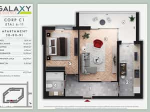 Apartament in Galaxy Park Residence–2 camere, decomandat, Metalurgiei — miniatura 6