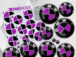 Set Stickere Embleme Negru cu Mov BMW Seria 1 2 3 4 5 6 7 8 X i M — miniatura 3