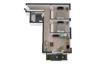 Apartament modern, semifinisat, cu 3 camere, 60 mp, etaj intermediar — miniatura 2