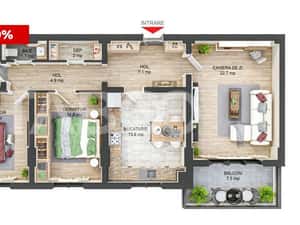 Apartament decomandat cu 3 camere 85 mpu 2 balcoane 2 bai Rahovei — miniatura 5