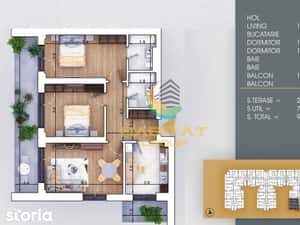 Pallady 3 camere decomandat 98 mp la 8 minute metrou N.Teclu — miniatura 4