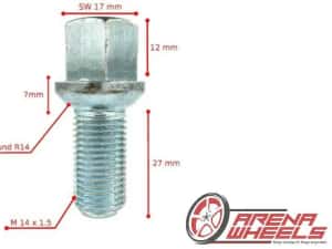 Prezoane Roti Originale VW Audi Seat Skoda Mercedes M14x1.5x27mm SW17 — miniatura 4