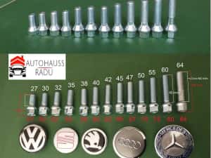 Prezoane VW Audi Mercedes M14 x 1,5 filet 43 mm Total 63 mm cap Raza