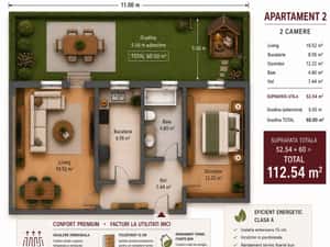 Ap 2 camere cu incalzire in pardoseala si tripan + gradina + parcare — miniatura 4