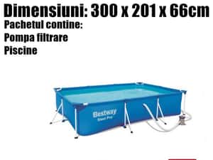 Piscina Bazin Familie Copii Relaxare Cadru Metal Bestway 300 x 201 x 66cm + Pompa + LIVRARE GRATUITA CJ — miniatura 7