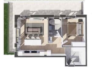 Apartament 2 camere, 55 mp, terasa 34 mp, bloc nou, mobilat si utilat — miniatura 5