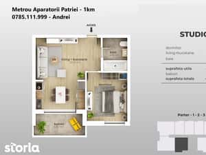 Metrou Aparatorii Patriei  - garsoniera cu curte proprie — miniatura 6
