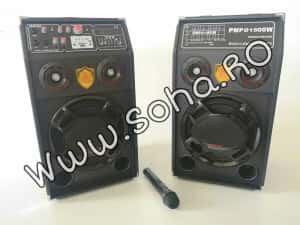 Boxe active cu microfon si telecomanda 1500w Smart Bass Reflex