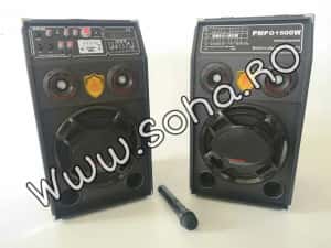 Boxe active cu microfon si telecomanda 1500w Smart Bass Reflex — miniatura 2