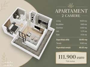 Apartament 2 camere 67 mp – Drumul Fermei Popești Leordeni 0% comision — miniatura 3