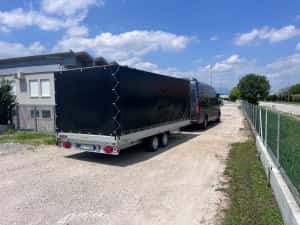 Remorca Humbaur 2 axe , cu prelata si obloane demontabile ! — miniatura 3