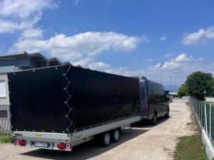 Remorca Humbaur 2 axe , cu prelata si obloane demontabile ! — miniatura 5