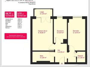 Ap. 2 camere de vanzare - Maurer Residence B24 cu parcare si boxa — miniatura 2
