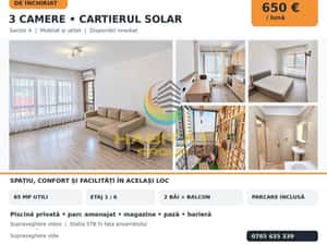 Închiriere 3 camere Cartierul Solar Parcare — miniatura 3