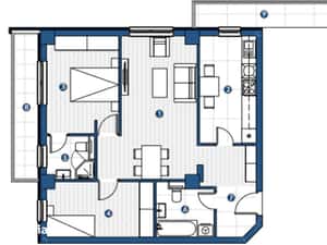 Apartament 3 camere 2 bai,Platou Galata,81mp,intabulat Cod:154716 — miniatura 4
