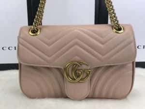 Geanta roz pudra, logo metalic auriu mat, import Italia, saculet, etichetă — miniatura 3