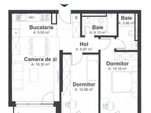Ansamblul The Nest, 3 camere, Sud, parcare subterana -Central — miniatura 6