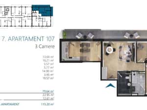 Apartament 4 camere, cu terase 36 mp, super view, zona Elite — miniatura 5