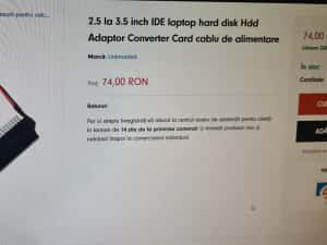 Adaptor Convertor IDE Laptop 2.5 la 3.5 pata