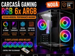 Carcasă Gaming RGB 6 Ventilatoare ARGB + Telecomandă Sticlă Temperată — miniatura 9