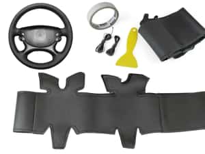 Husa volan piele negru 38 cm pentru Mercedes E-class W211 2003-2009 — miniatura 4