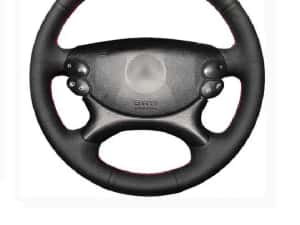Husa volan piele negru 38 cm pentru Mercedes E-class W211 2003-2009 — miniatura 5