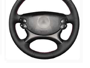 Husa volan piele negru 38 cm pentru Mercedes E-class W211 2003-2009 — miniatura 8