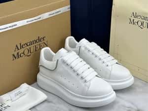 Adidasi Alexander Mcqueen albi zipper custom piele naturala — miniatura 7