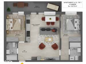 Apartament 3 camere, 2 bai, balcon generos -zona Doamna Stanca — miniatura 4
