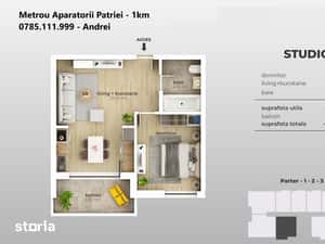 Metrou Aparatorii Patriei - Garsoniera 37mp - bloc nou 2026 — miniatura 6