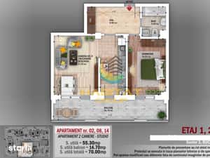 N. Grigorescu 2 camere semidecomandat 55 mp + terasa 15 mp — miniatura 4