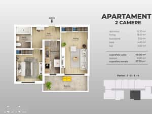 Metrou Aparatori 950m - 2 camere decomandat Bloc Nou 2026 Parter Inalt — miniatura 3