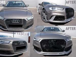 Bara fata Audi A6 C7 facelift 2014-2018 RS Look cu grila fagure — miniatura 4