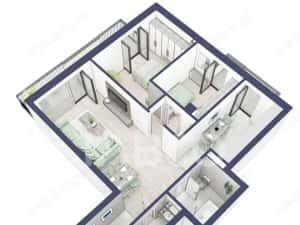 Apartament cu orientare SV 70 mpu 3 camere 2 bai bloc cu lift Turnisor — miniatura 7