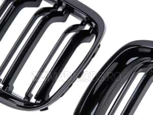Set grile duble M BMW Seria 3 E90 / E91 LCI FL Facelift, Negru lucios — miniatura 6