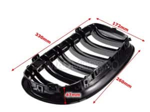 Set grile duble M BMW Seria 3 E90 / E91 LCI FL Facelift, Negru lucios — miniatura 9